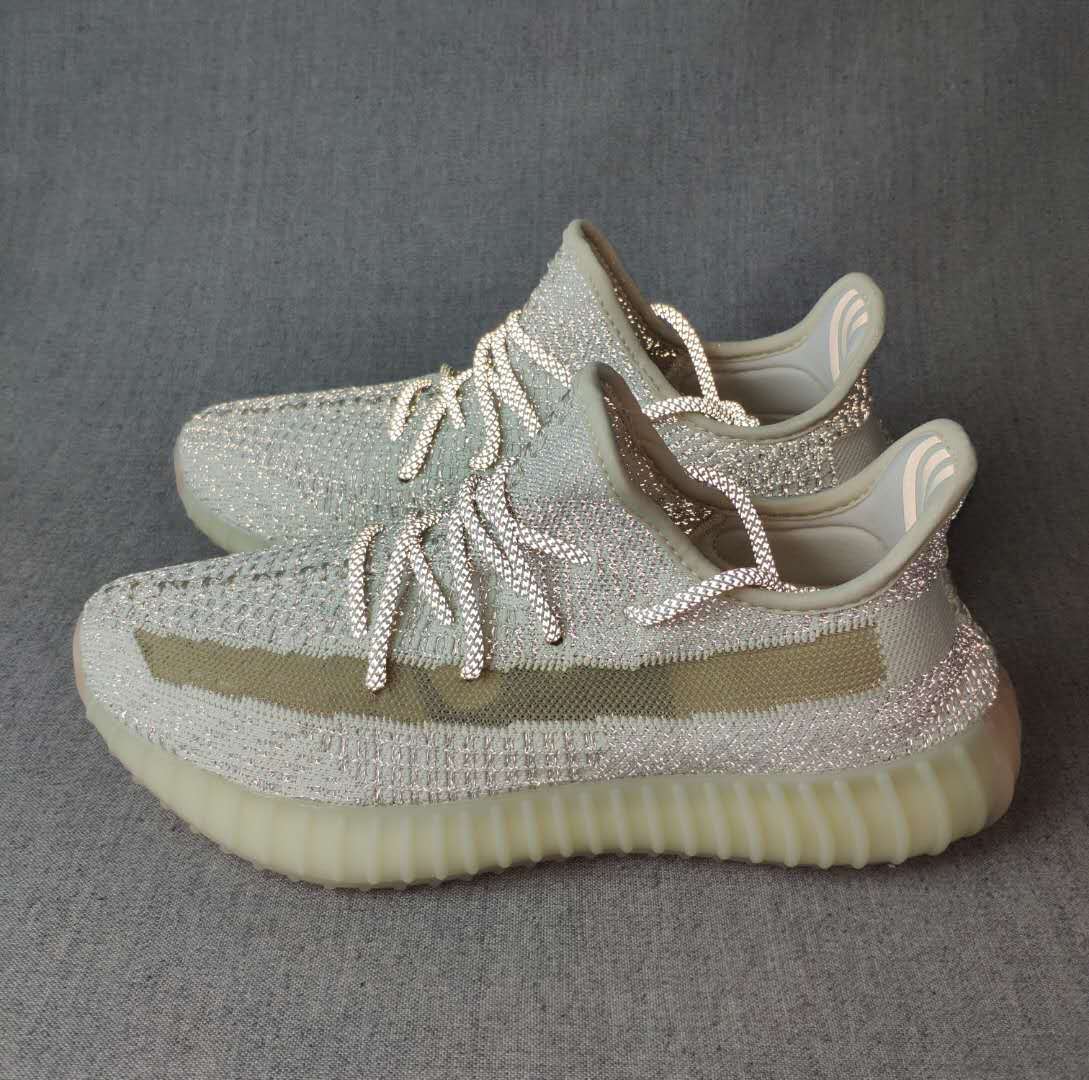 Light Gray and Cream Yeezy 350 V2 Knit Sneakers - product image from the listing.