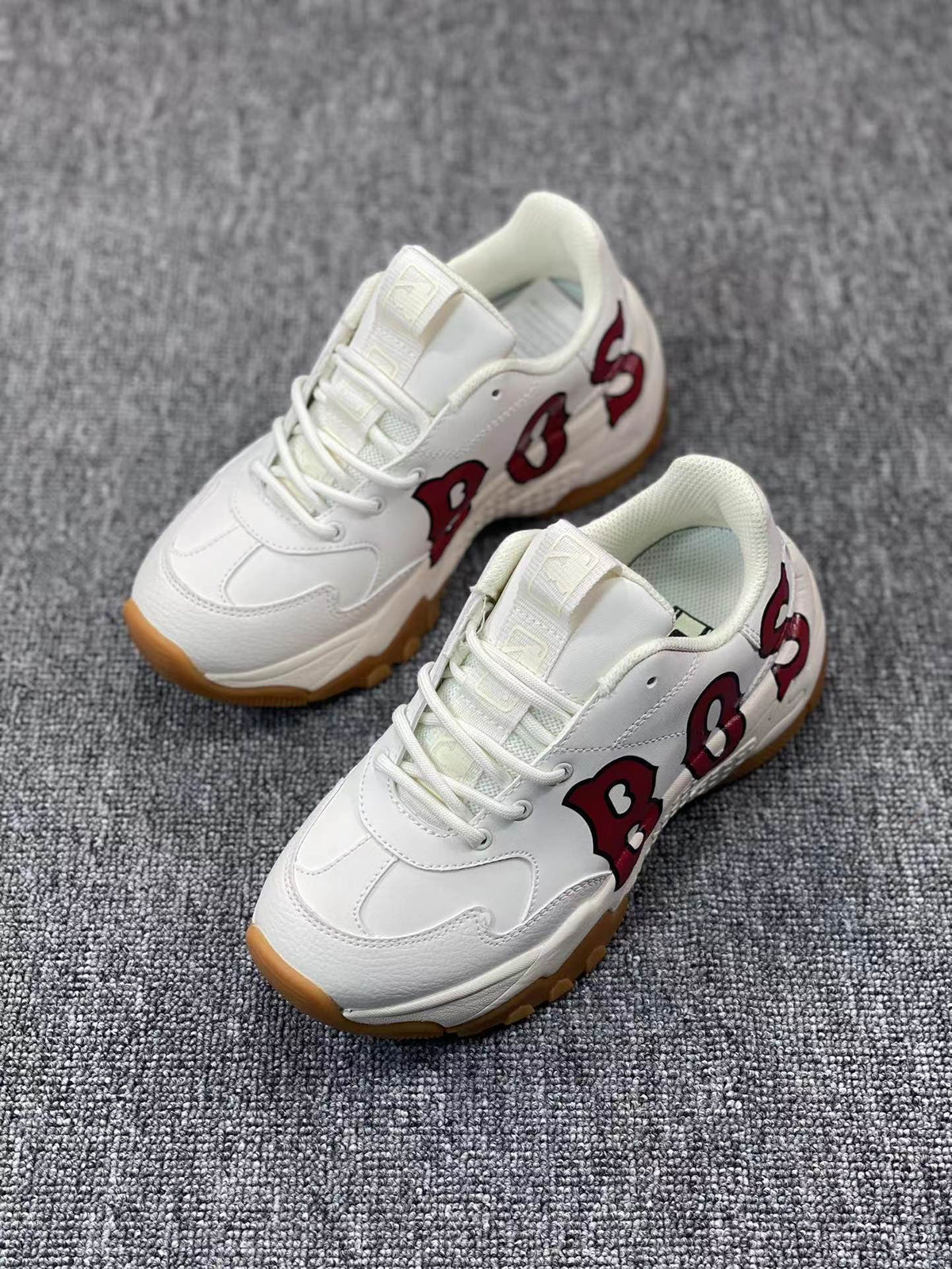 White Letter-Graphic Lace-Up Trainers with Gum Outsoles - product image from the listing.
