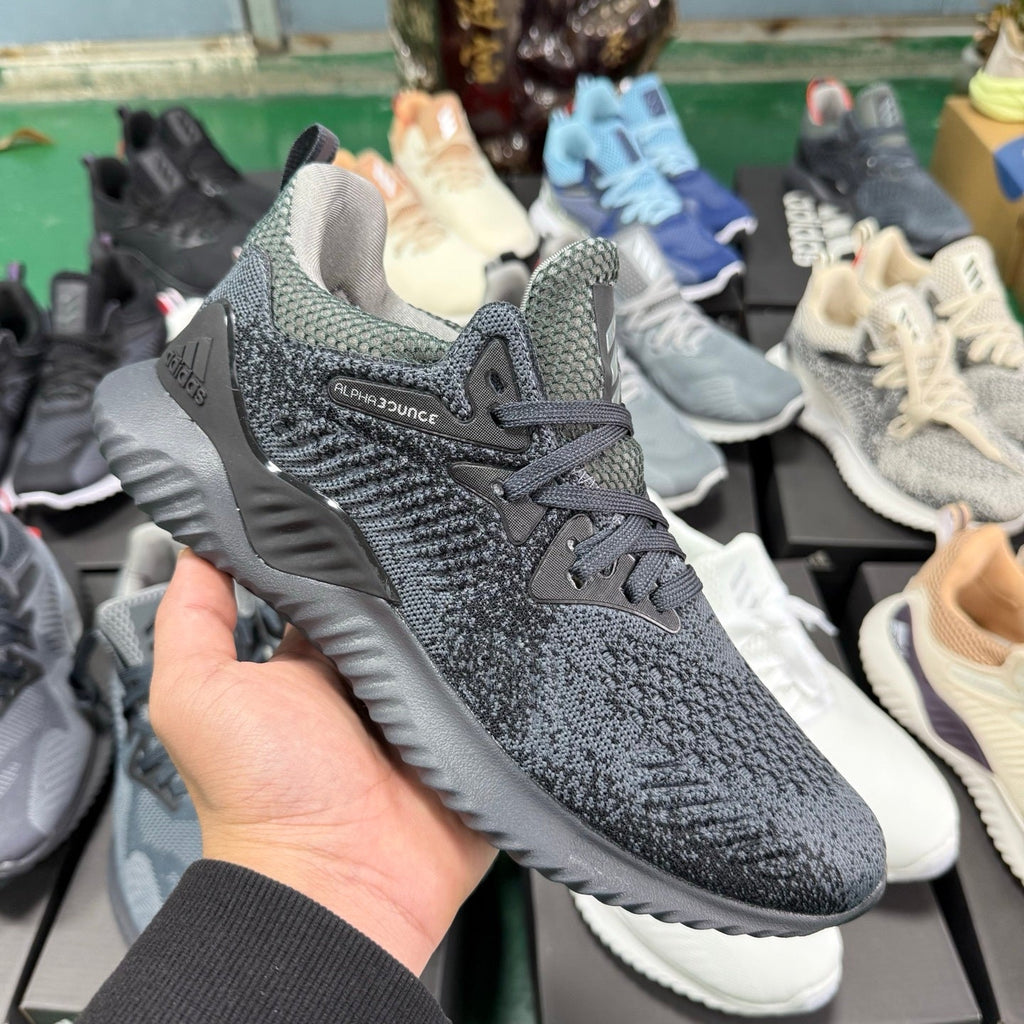 Dark Gray Green adidas AlphaBounce HPC Sneakers - product image from the listing.