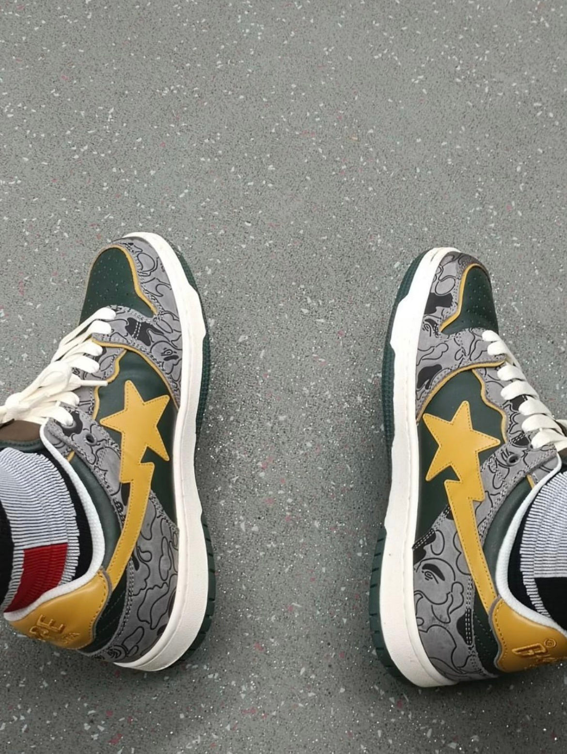 BAPE SK8 Sta Trainers Gray Yellow 1H80-191-007 - product image from the listing.