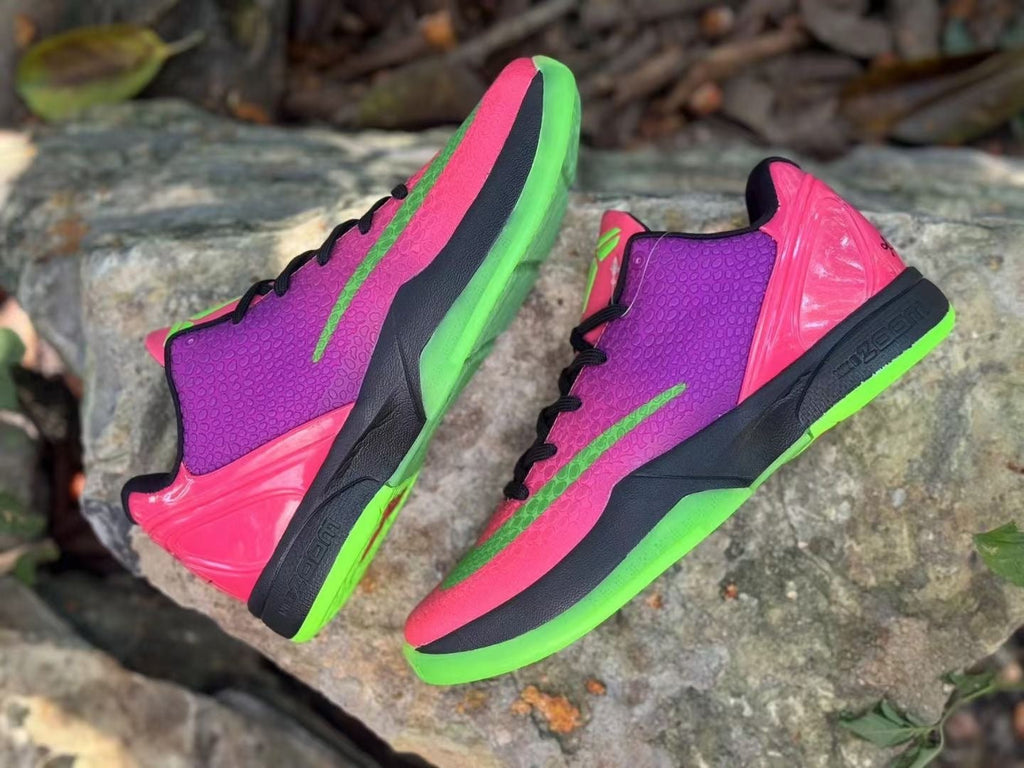 Nike Kobe 6 Basketball Shoes in Pink, in Purple and Volt Green - product image from the listing.