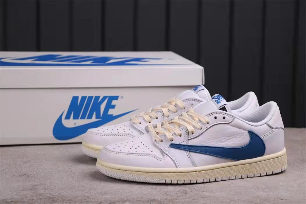 Jordan Travis Scott Air Jordan 1 Low in White Blue DM3277-100 - product image from the listing.