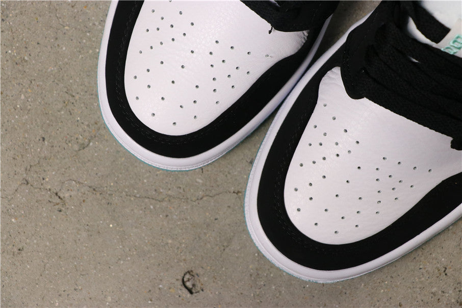 Jordan 1 Low White Island Sneakers in Green Black CQ9828-131 - product image from the listing.