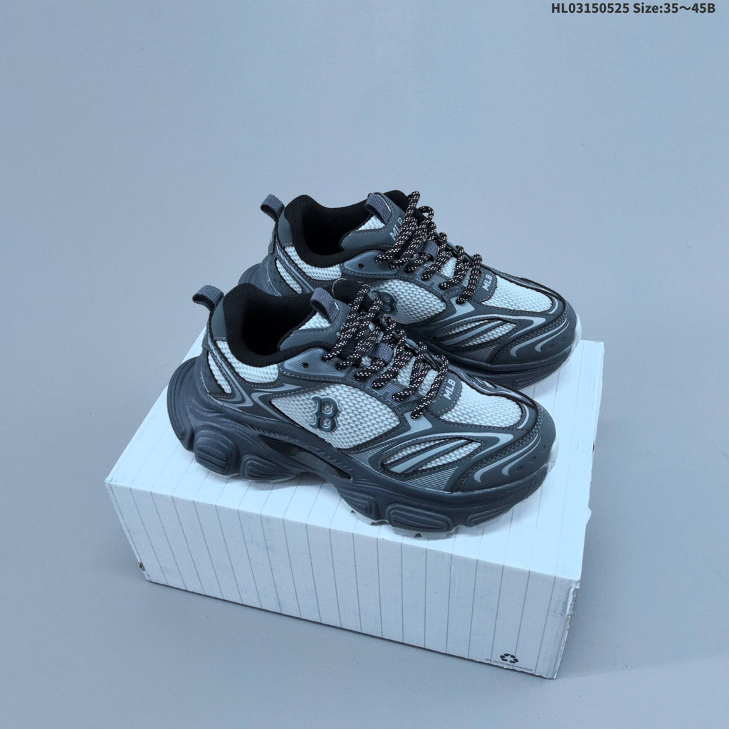 Gray and White MLB Winner Chunky Low-Top Sneakers - product image from the listing.
