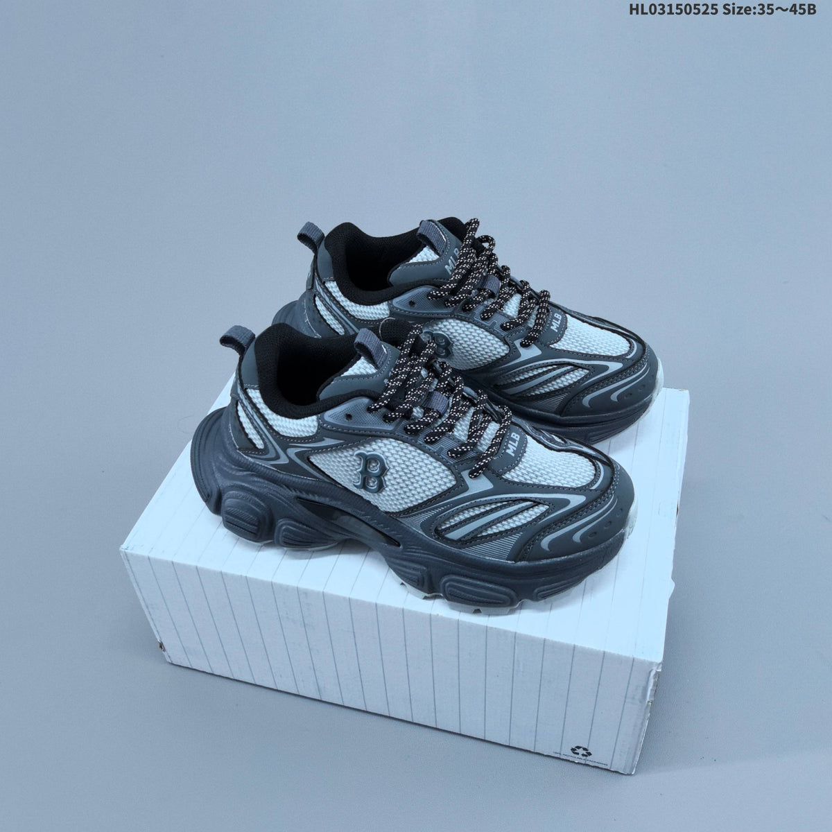 Gray and White MLB Winner Chunky Low-Top Sneakers - product image from the listing.