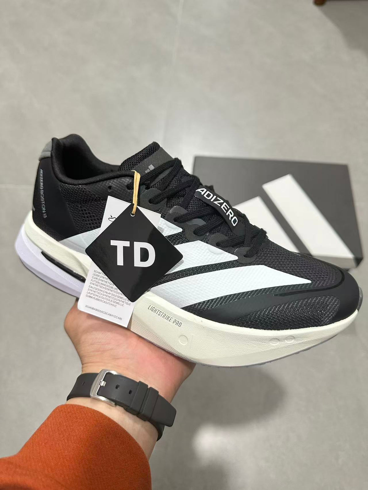Nike Adizero Lightstrike Pro Running Shoes in Black White JS4938 - product image from the listing.