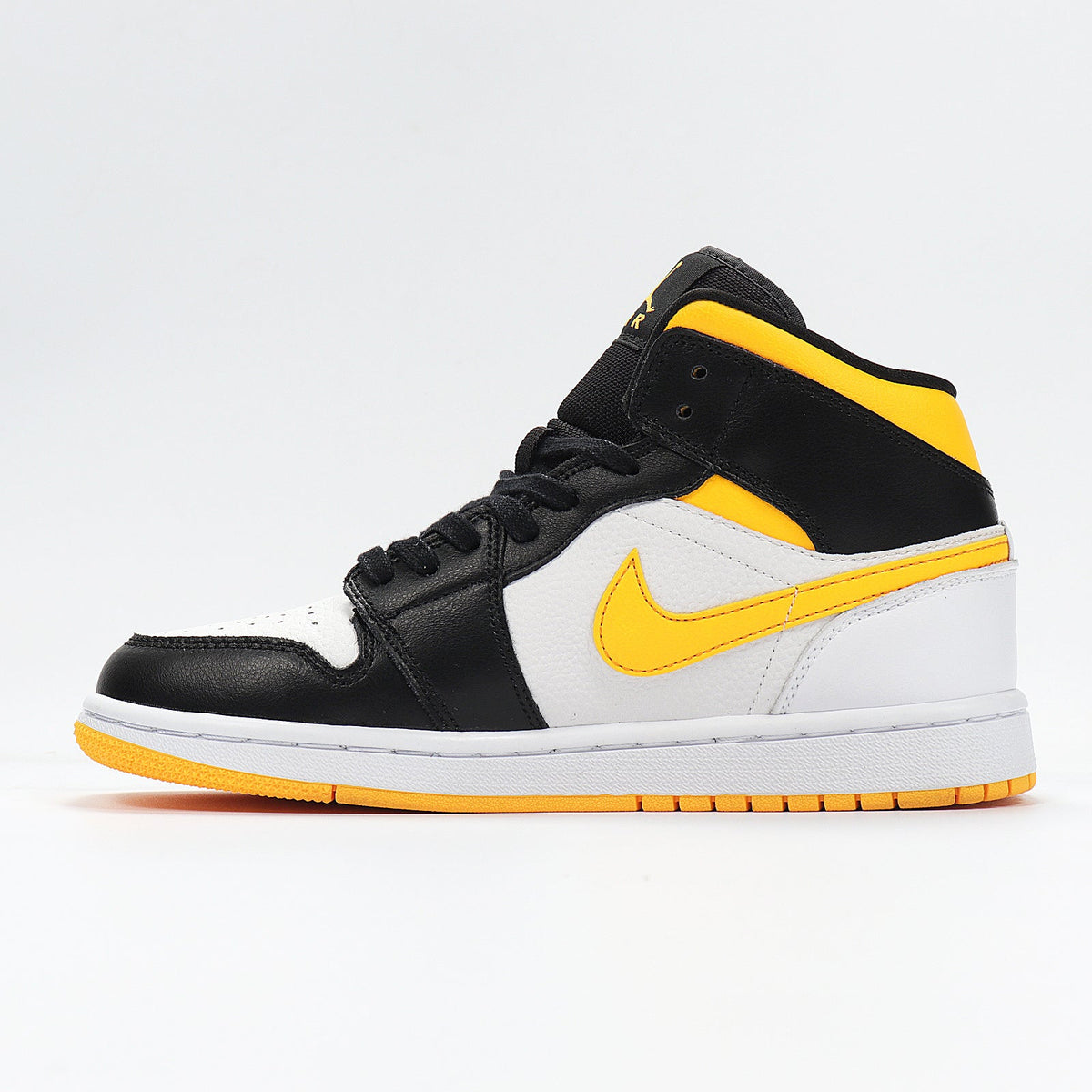 Jordan 1 High Sneakers in Black Yellow White CV5276-107 - product image from the listing.