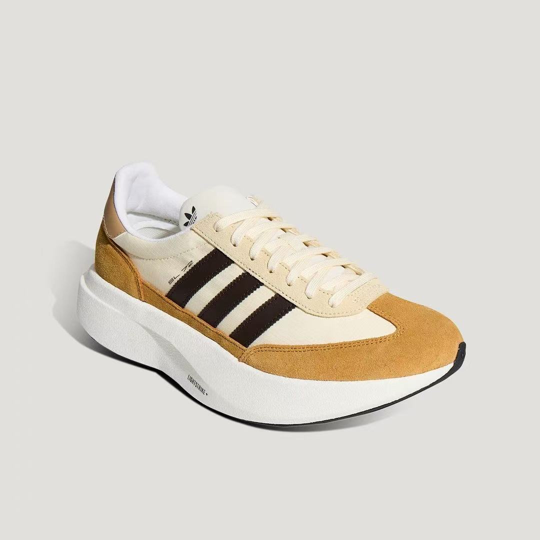 Cream and Tan adidas Nizza Platform Low Sneakers - product image from the listing.