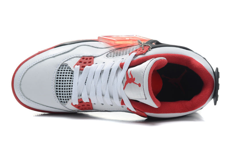 Air Jordan 4 Retro High-Top Sneakers in White and Red - product image from the listing.