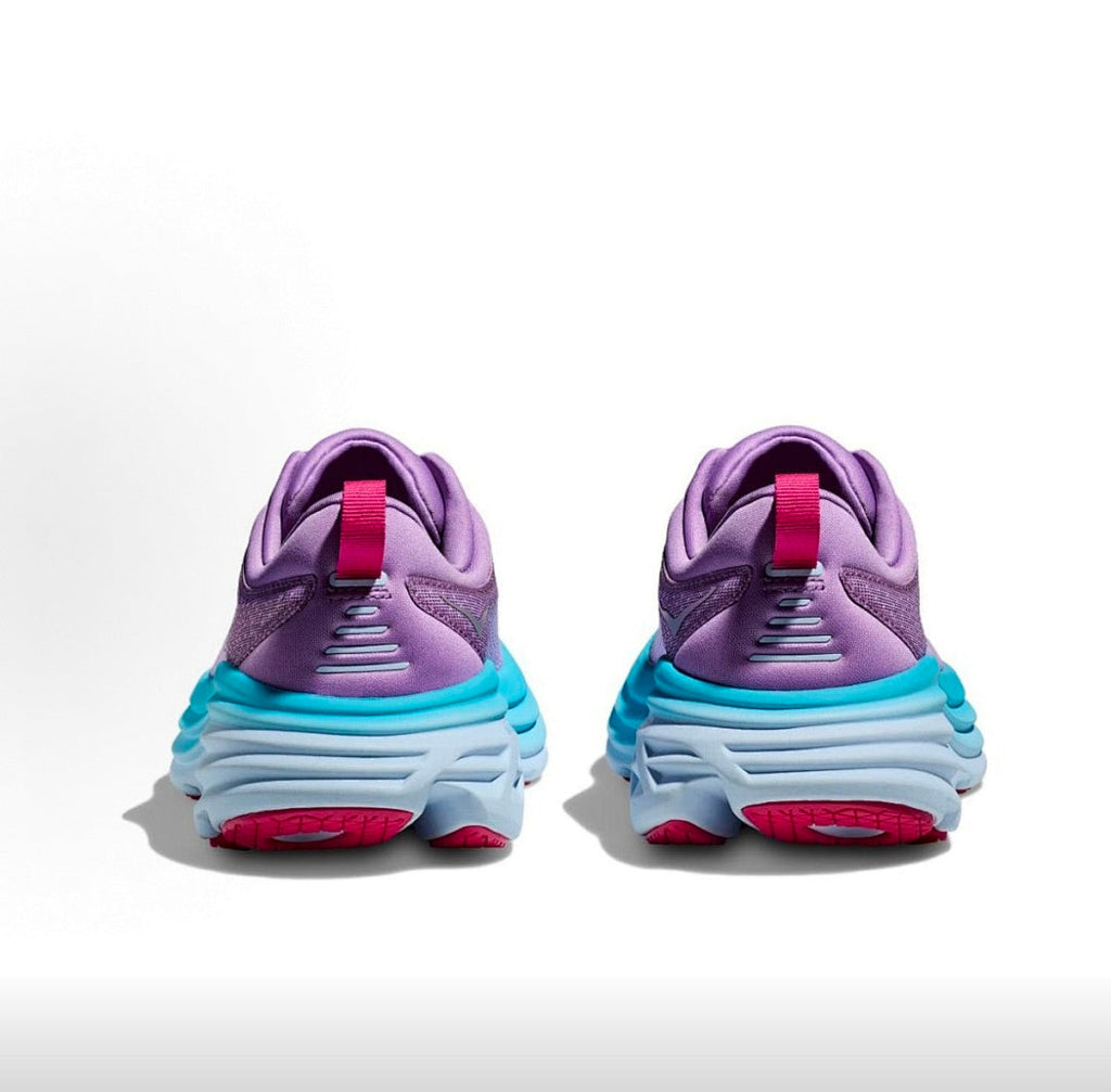 Purple and Blue HOKA Bondi 8 Running Sneakers - product image from the listing.