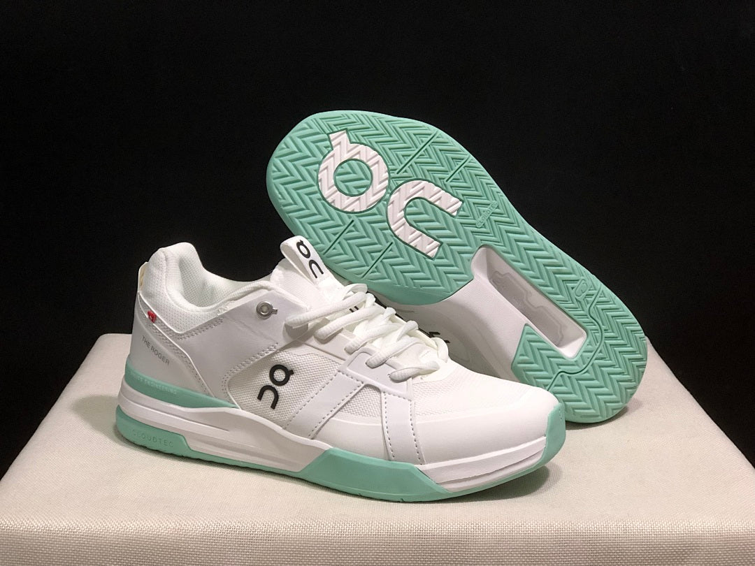 On THE ROGER Clubhouse Pro Tennis Shoes in White Mint Green - product image from the listing.