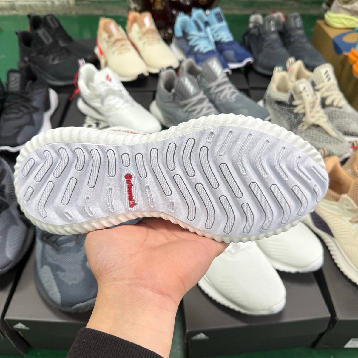 adidas Alphabounce HPC AMS Sneakers in White Red - product image from the listing.
