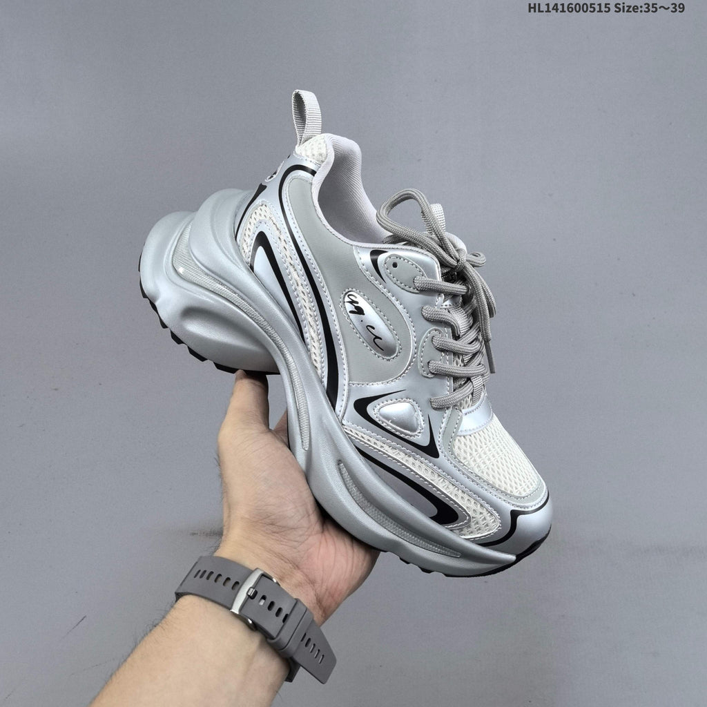 GG-CC G23X4317B Chunky Platform Sneakers, in Silver and White - product image from the listing.