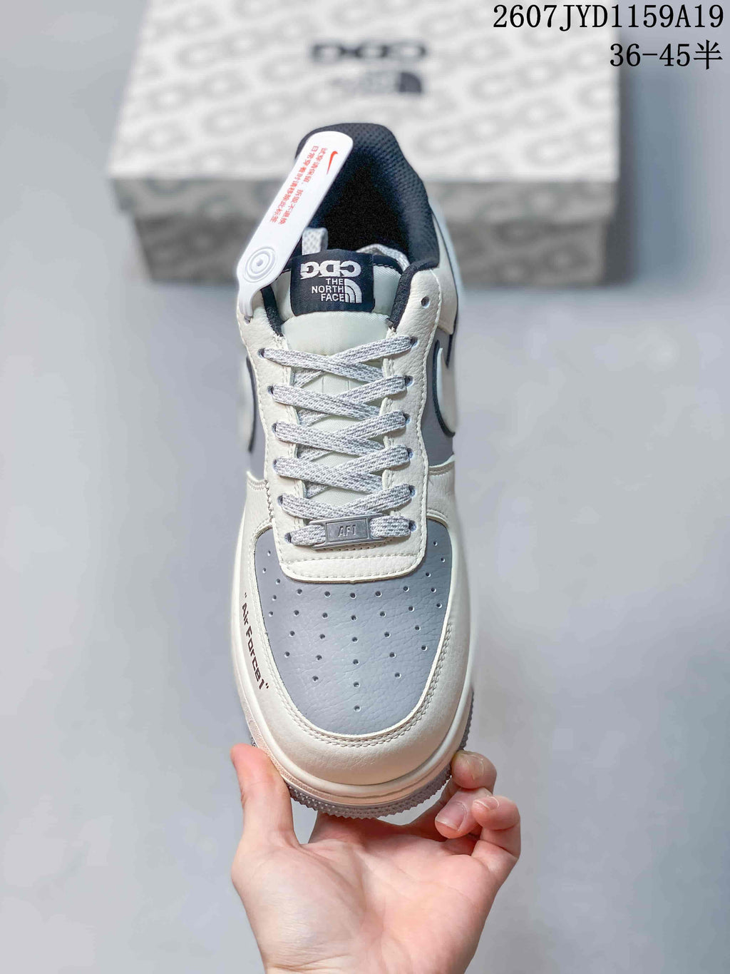 Nike Air Force 1 '07 Low Sneakers in White Gray 2607JYD1159A19 - product image from the listing.