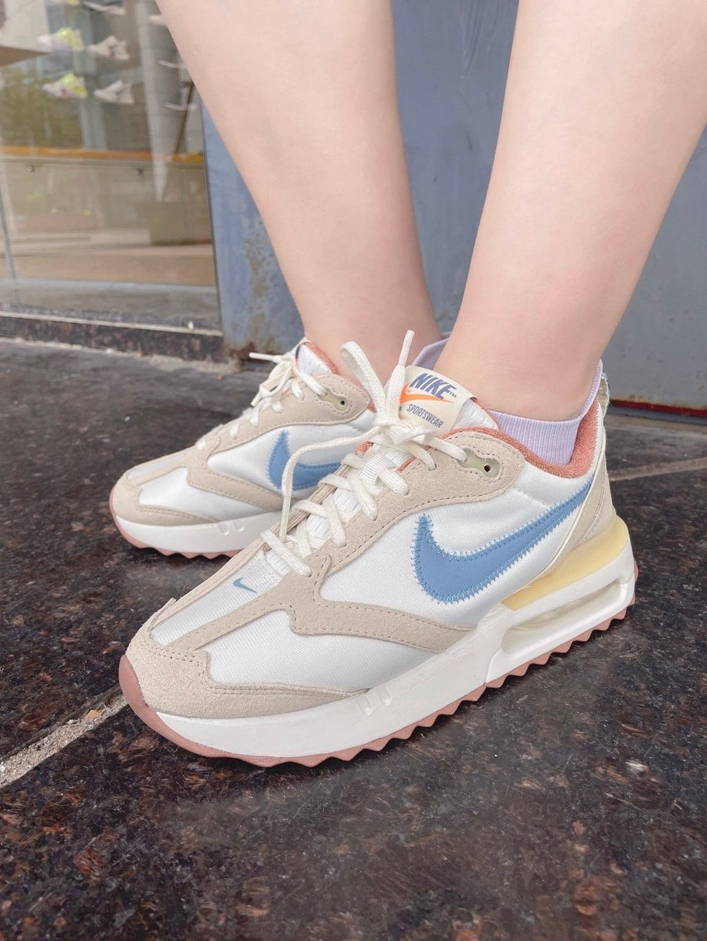 Nike Air Max Dawn Sneakers DV4248-141, in Cream and Blue - product image from the listing.