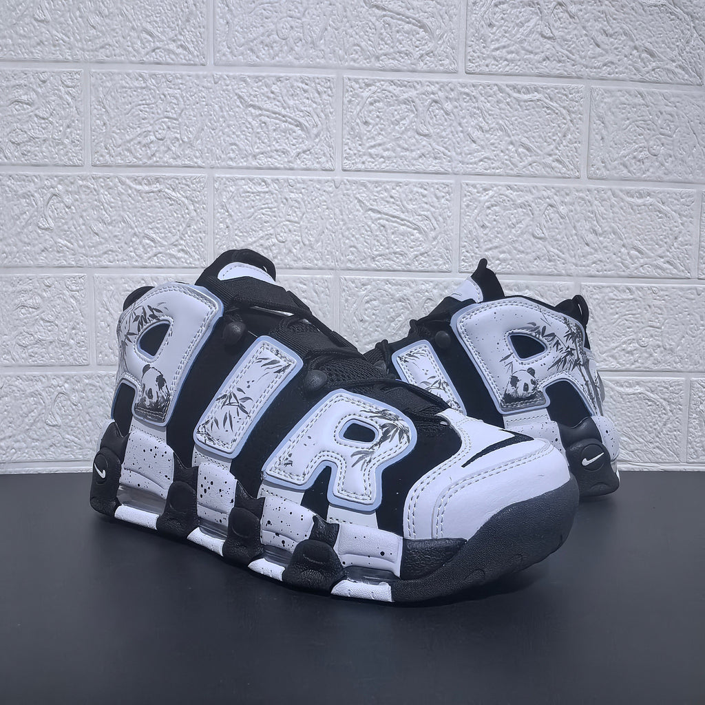 Nike Air More Uptempo Panda Sneakers in Black and White - product image from the listing.