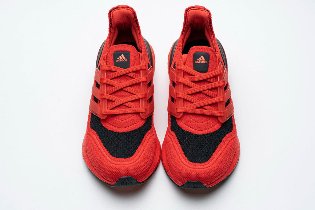 adidas Ultraboost 21 Running Shoes FY0387 in Red Black - product image from the listing.