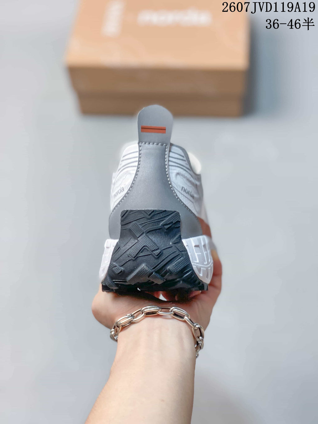 NORDA 711790UOI Outdoor Hiking Sneakers in White Orange - product image from the listing.
