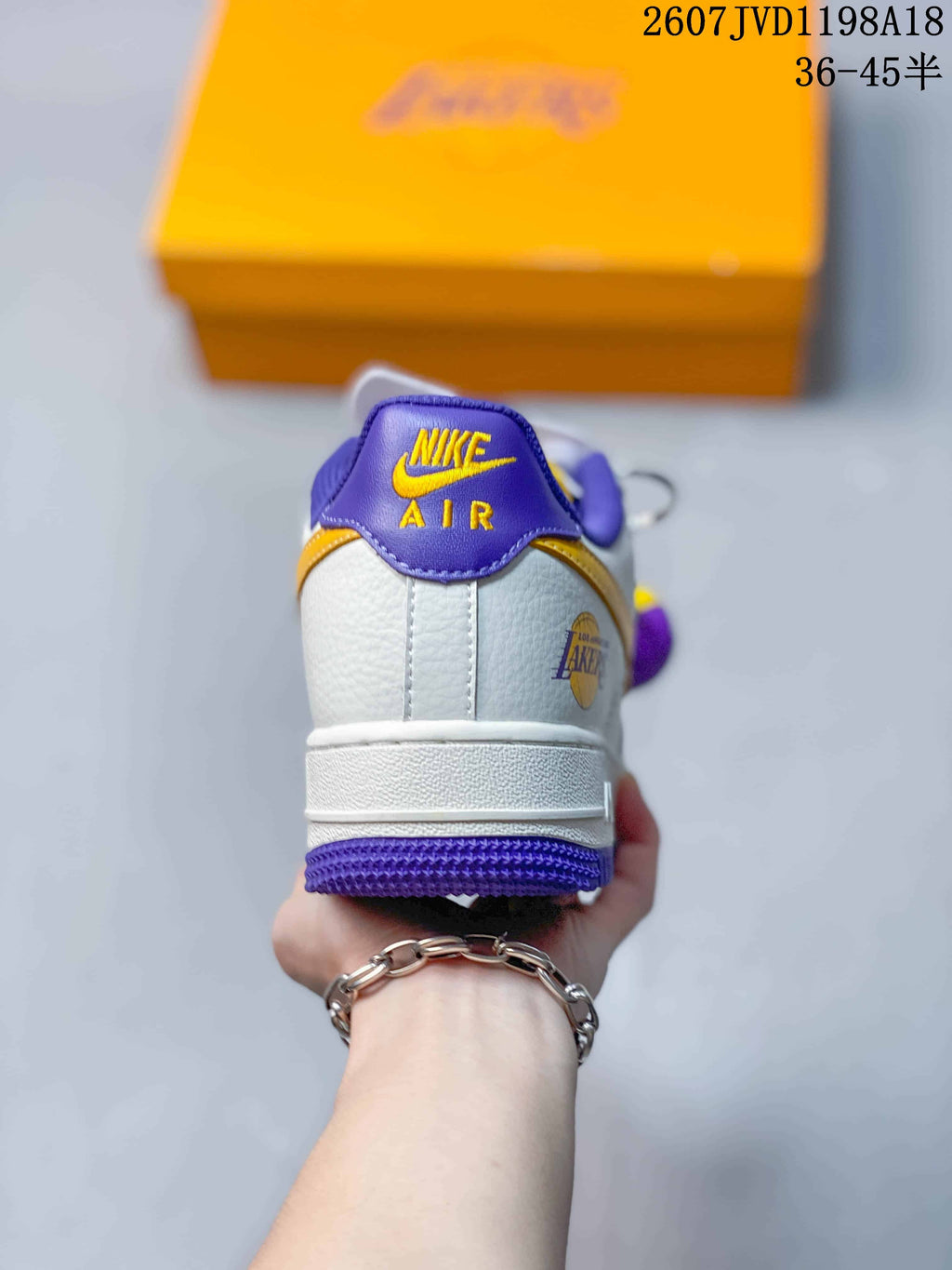 Nike Air Force 1 '07 Low Sneakers in White Purple Gold - product image from the listing.