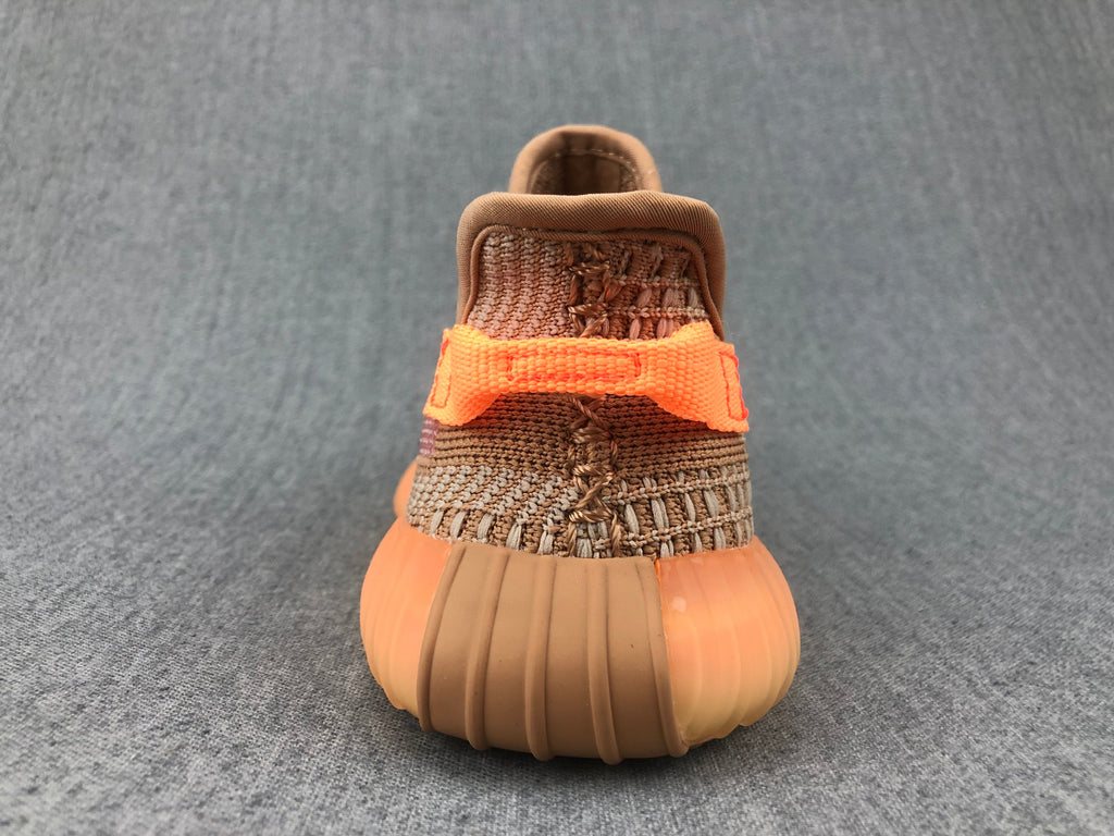 Beige and Orange Yeezy 350 V2 Kids Sneakers - product image from the listing.