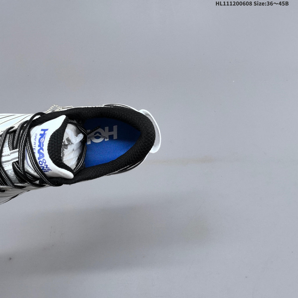 HOKA Mafate Speed 2 Low Trail Running Shoes, in White Black Blue - product image from the listing.