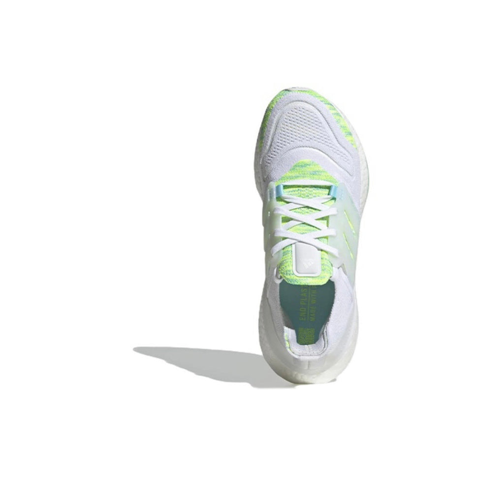 adidas UltraBoost 22 GX5926 Running Shoes in White and Green - product image from the listing.