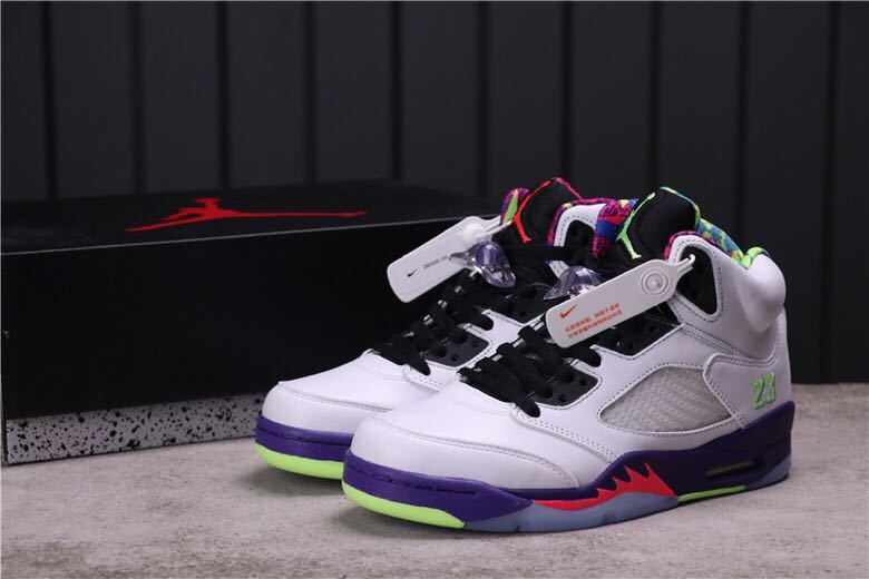 Air Jordan 5 Alternate Bel-Air Sneakers in White Purple DB3335-100 - product image from the listing.