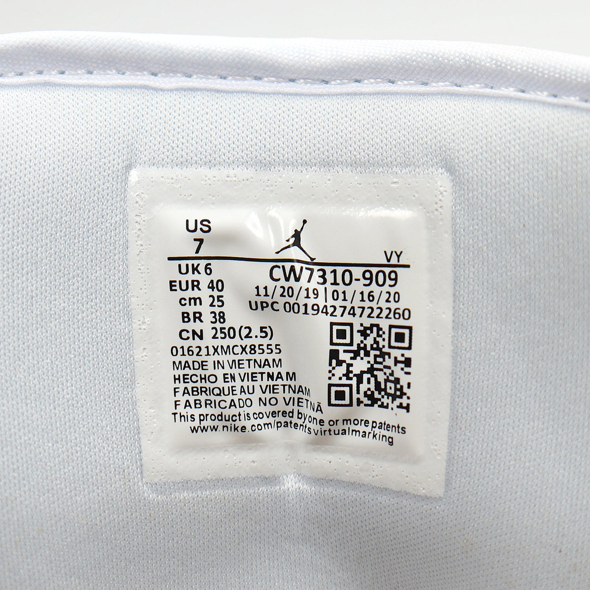 Air Jordan 1 Low Nebula Multicolor Sneakers CW7310-909 - product image from the listing.