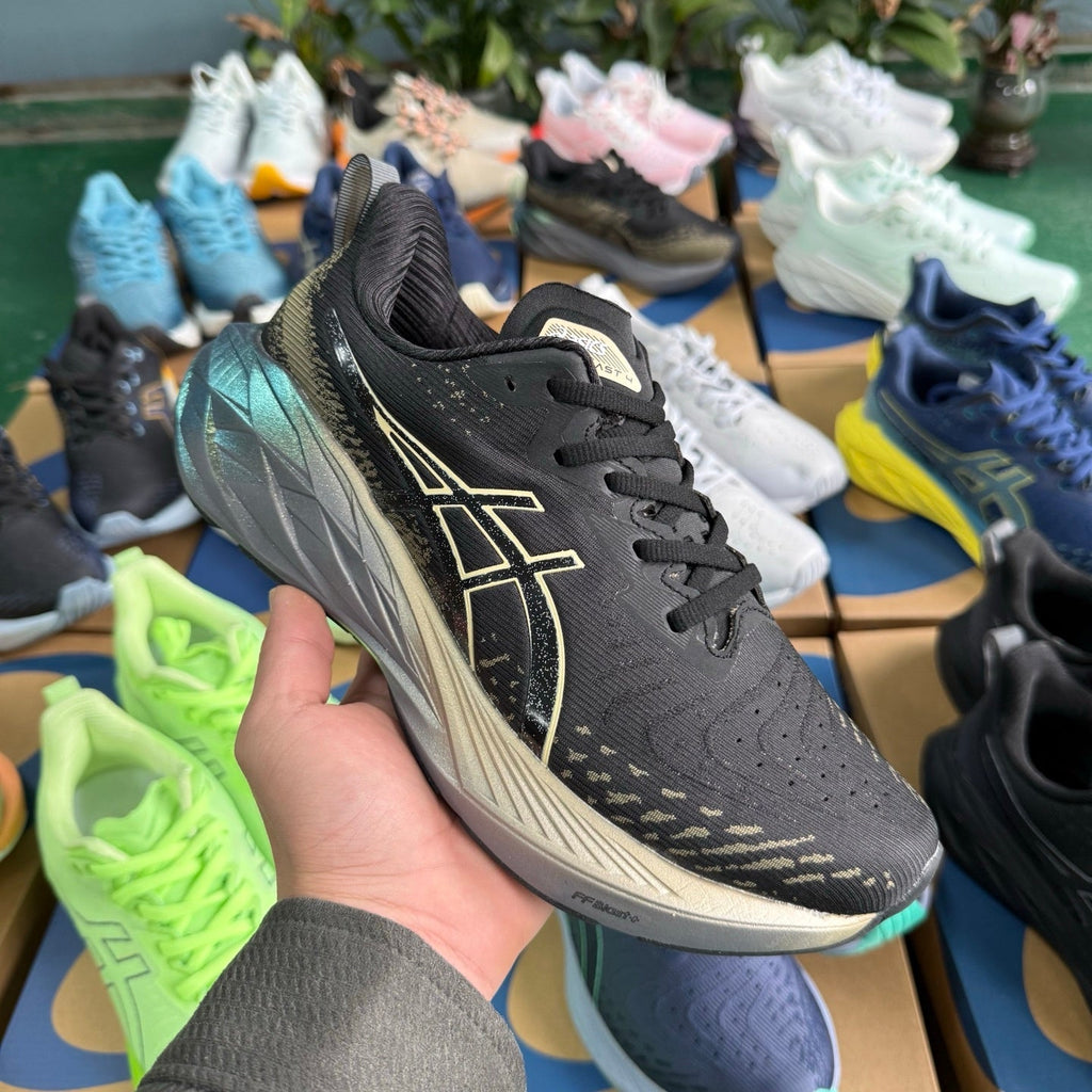 ASICS NOVABLAST 4 Running Sneakers in Black and Brown - product image from the listing.