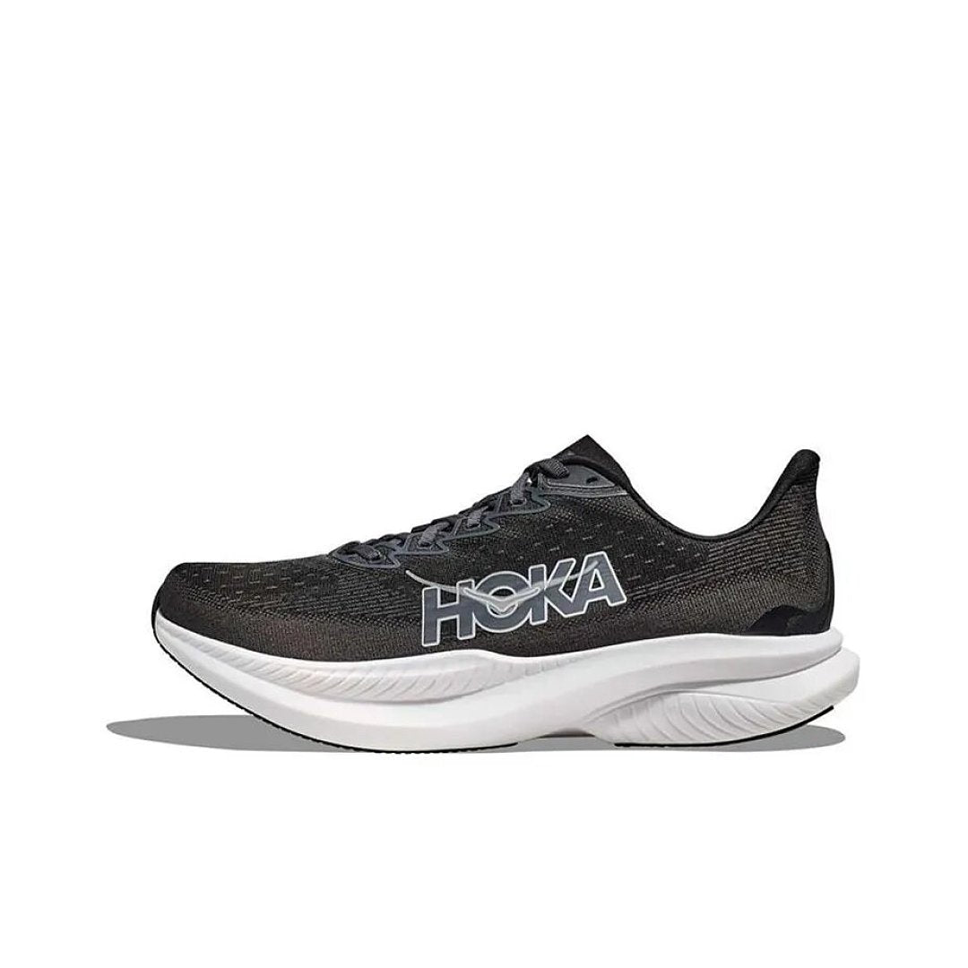 Black and White HOKA Mach 6 Running Shoes - product image from the listing.