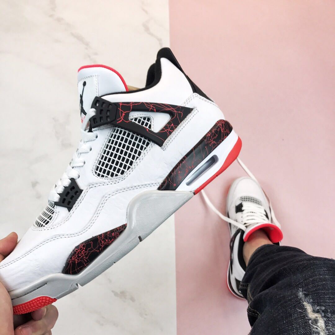 Air Jordan 4 Pale Citron Sneakers White Black Red - product image from the listing.