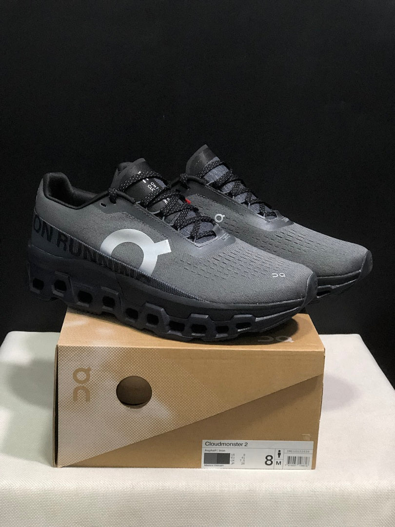 Gray and Black On Cloudmonster 2 Running Shoes - product image from the listing.