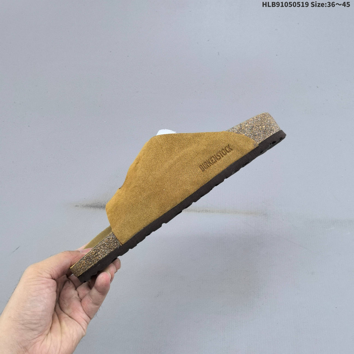 Birkenstock Arizona Two-Strap Suede Slide Sandals, in Taupe - product image from the listing.