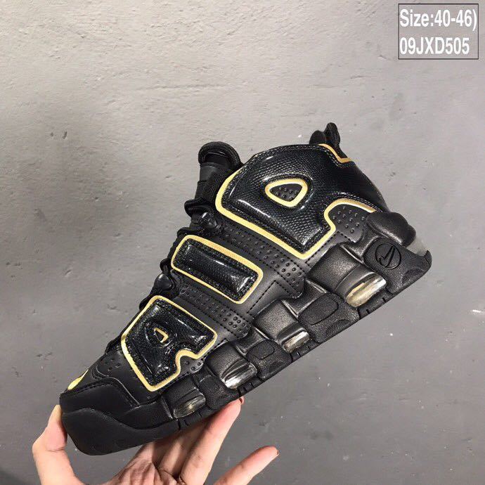 Nike Air More Uptempo Sneakers in Black and Yellow 09JXD505 - product image from the listing.