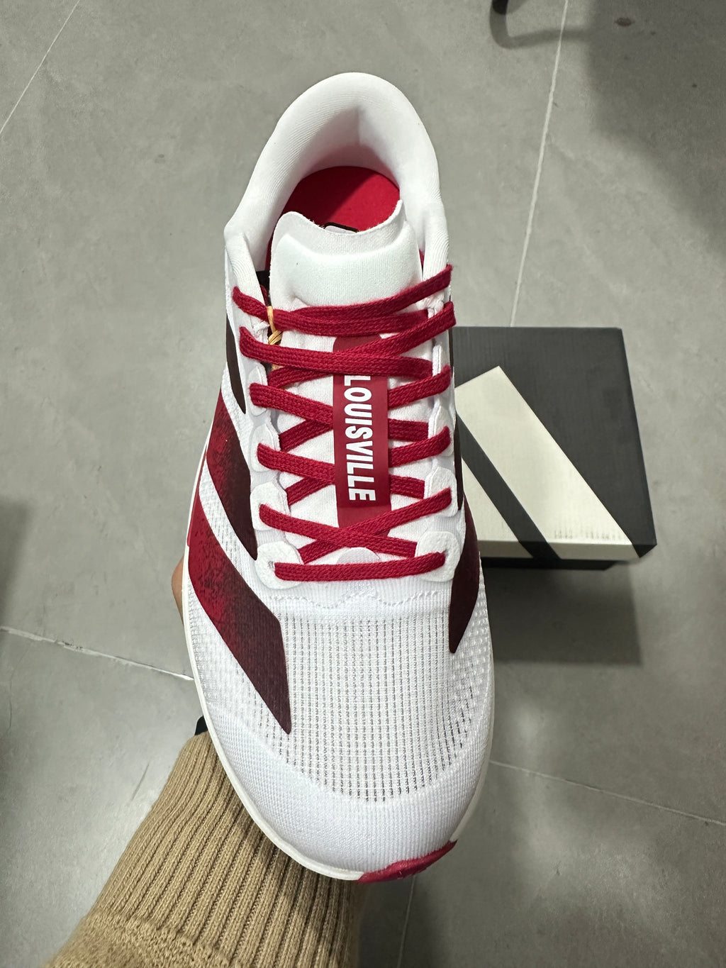 adidas Lightstrike Pro Running Shoes in White Burgundy - product image from the listing.