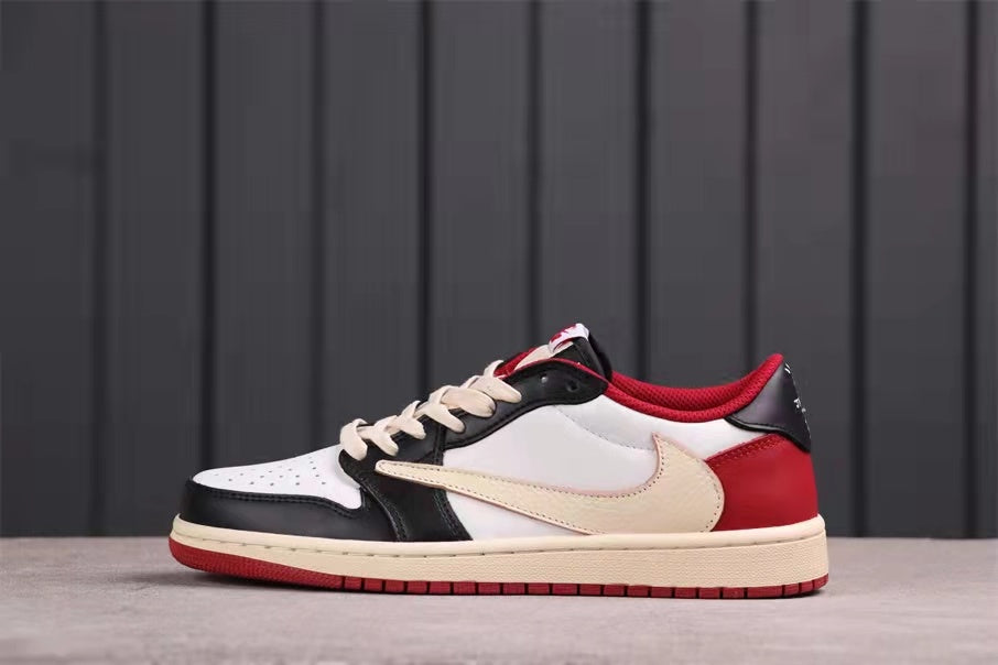 Air Jordan 1 Low White Black Red Sail Sneakers - product image from the listing.