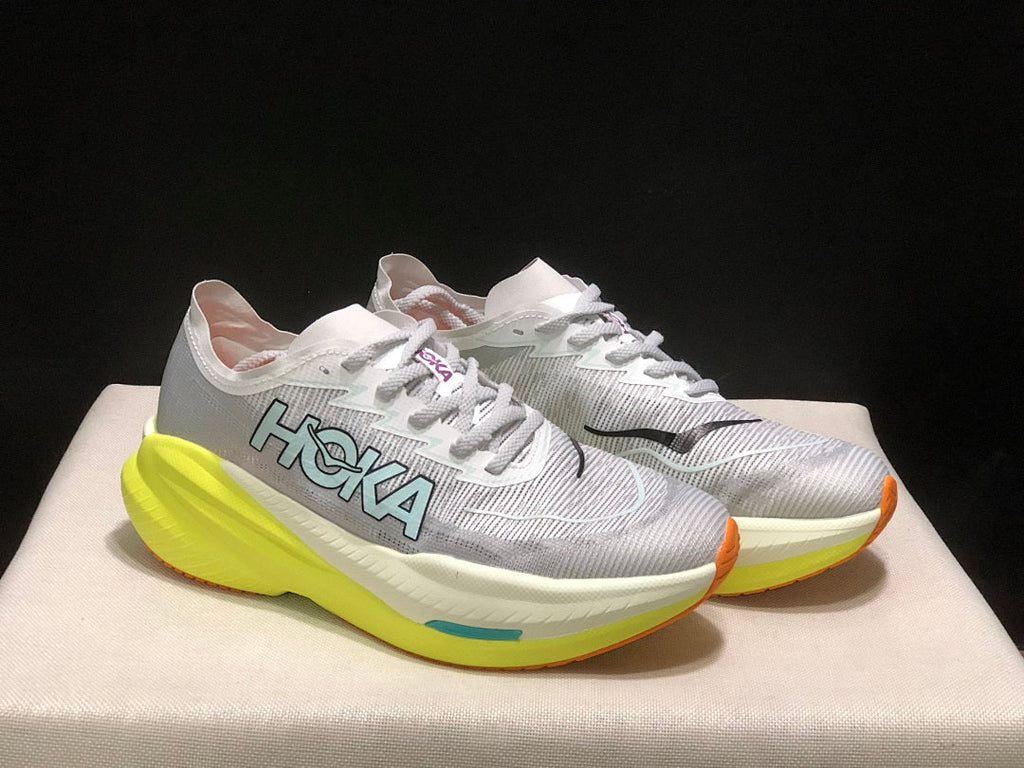 HOKA Mach X 2 Running Shoes, Gray and Neon in Yellow - product image from the listing.