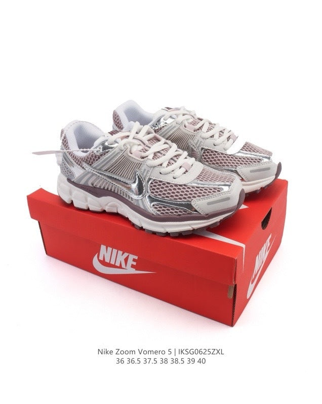Nike Zoom Vomero 5 Sneakers in Silver Pink - product image from the listing.