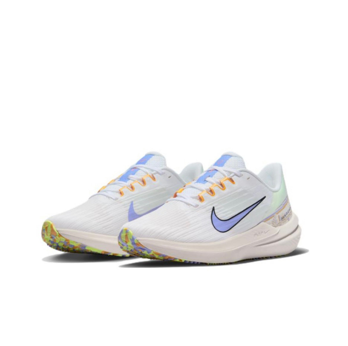 Nike Air Winflo 9 Running Shoes in White Blue DR8802-100 - product image from the listing.