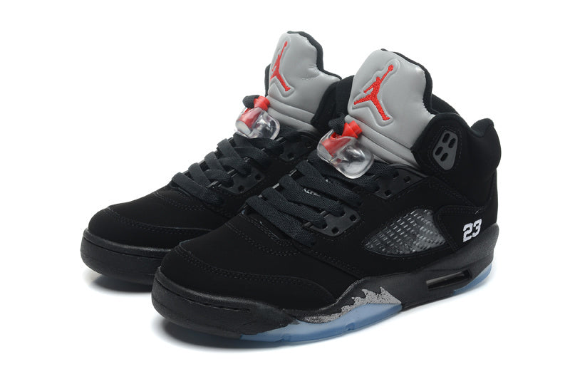 Air Jordan 5 Retro Black and Silver High-Top Sneakers - product image from the listing.