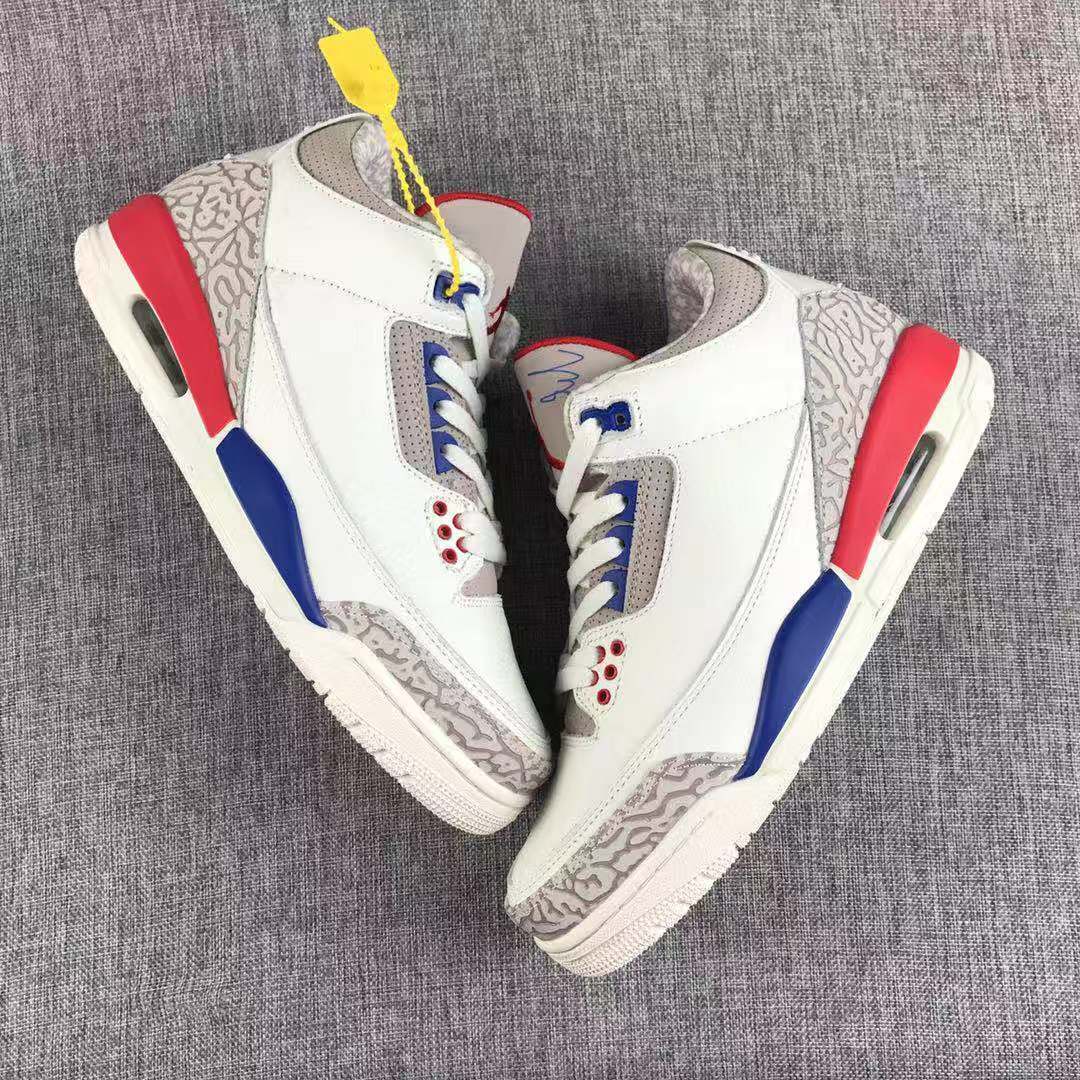 Air Jordan 3 Independence Day Basketball Sneakers in White - product image from the listing.