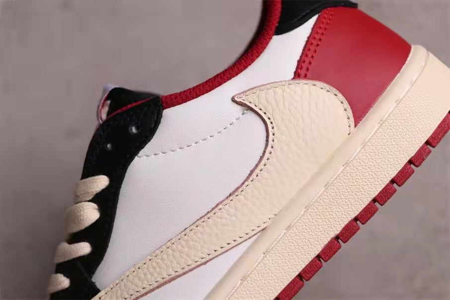Air Jordan 1 Low White Black Red Sail Sneakers - product image from the listing.