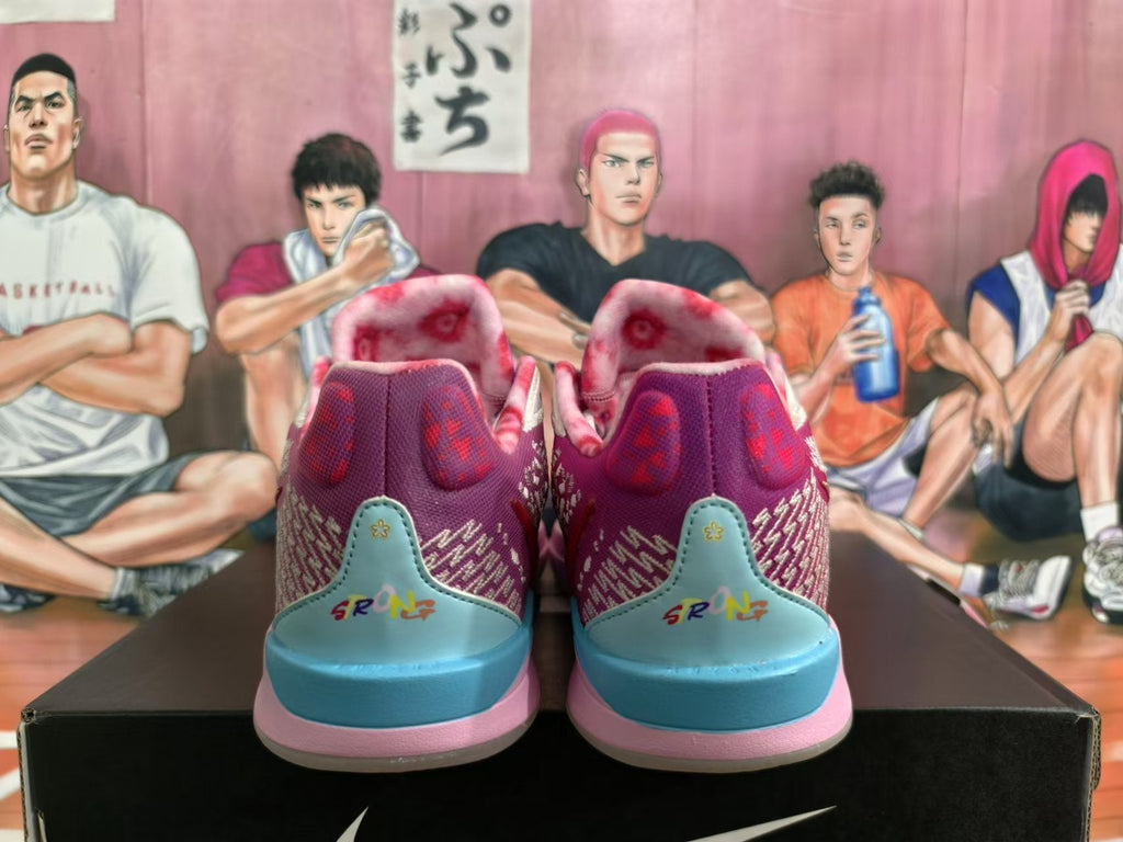 Nike Smiley Basketball Shoes in Purple, in Pink and Blue - product image from the listing.