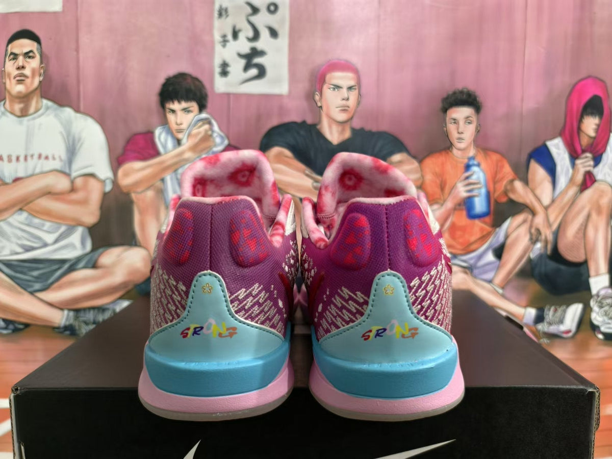 Nike Smiley Basketball Shoes in Purple, in Pink and Blue - product image from the listing.