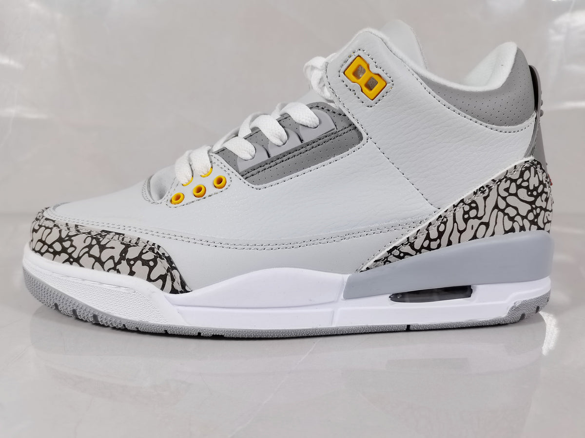 Air Jordan 3 Retro Grey and Orange Sneakers - product image from the listing.