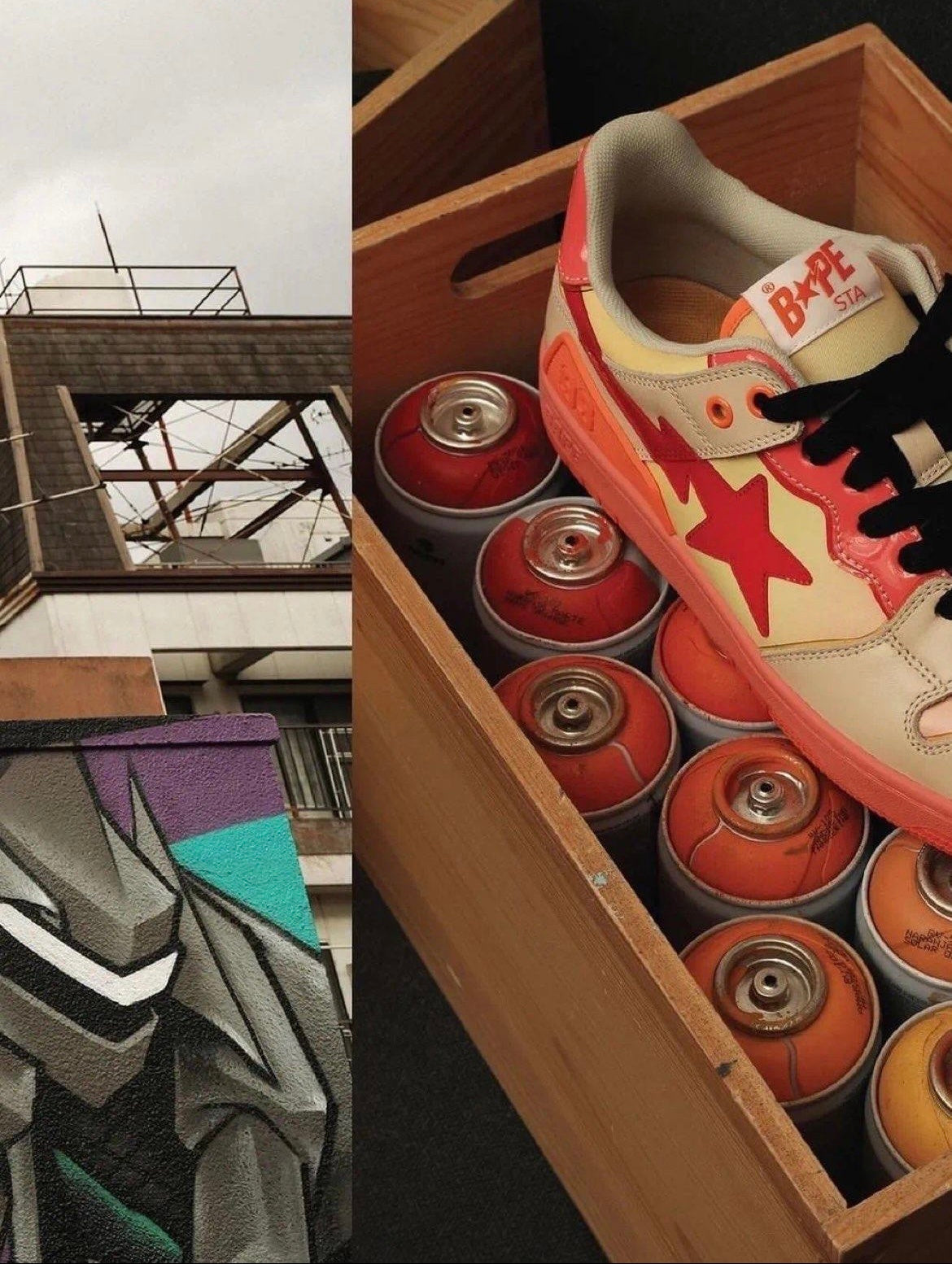 BAPE SK8 STA Low-Cut Sneakers in Orange Gradient - product image from the listing.
