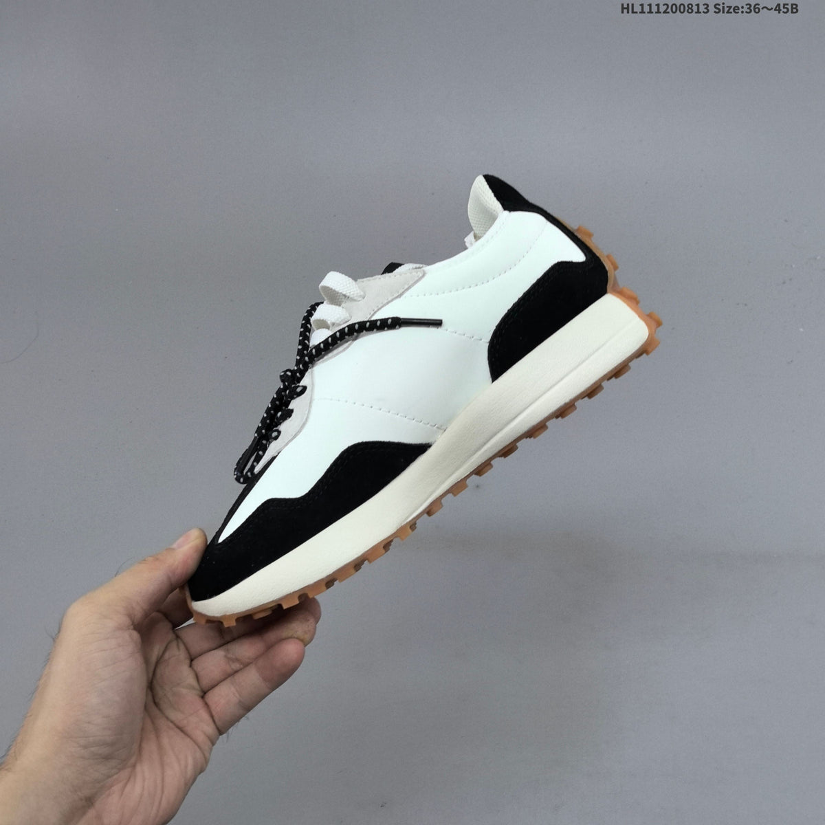 New Balance MS327KA1 Retro Lifestyle Sneakers, in White and Black - product image from the listing.