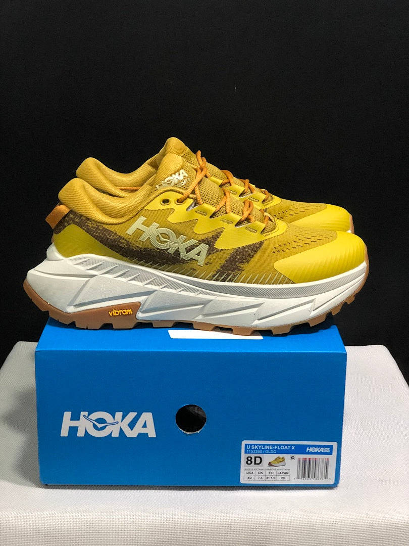 Yellow HOKA Skyline Float X Trail Running Shoes - product image from the listing.