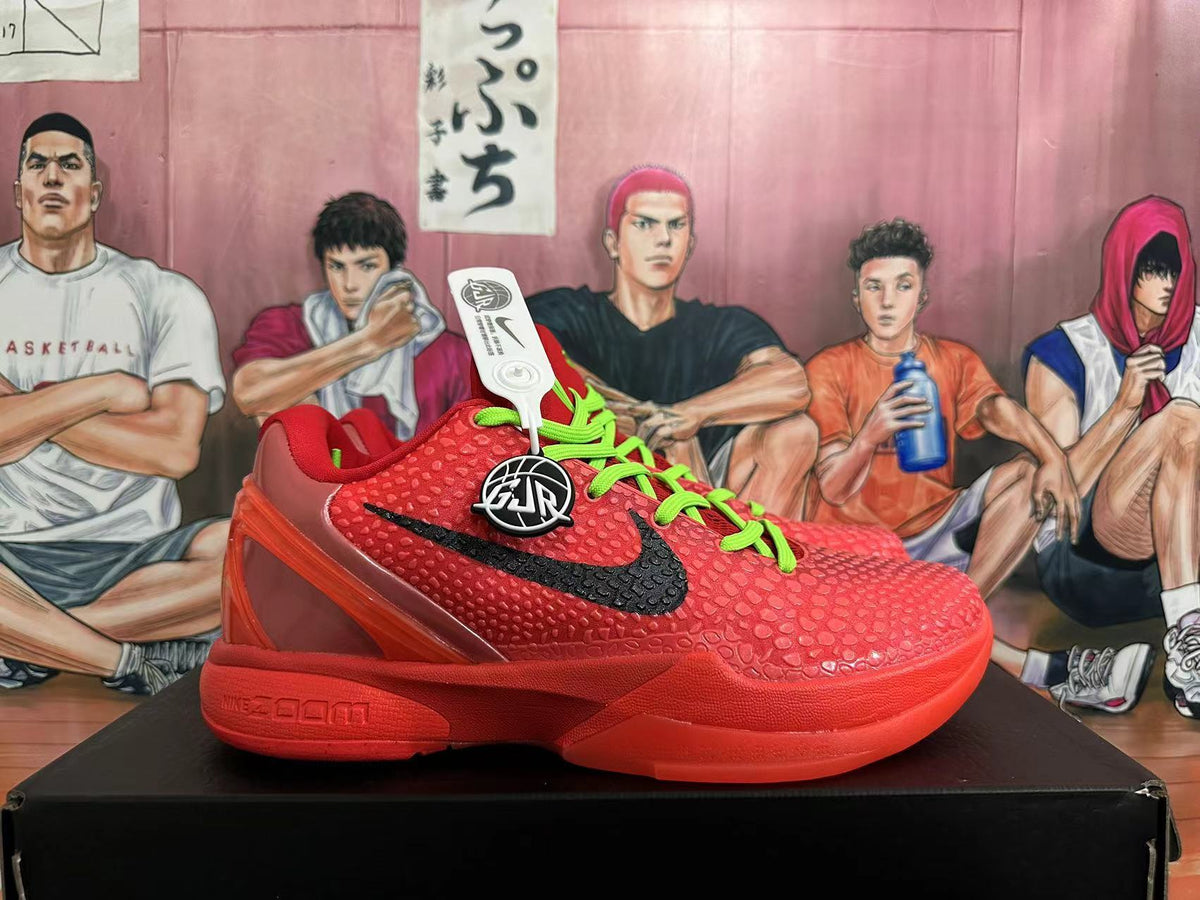 Nike Kobe 6 Protro Basketball Shoes in Red Green - product image from the listing.