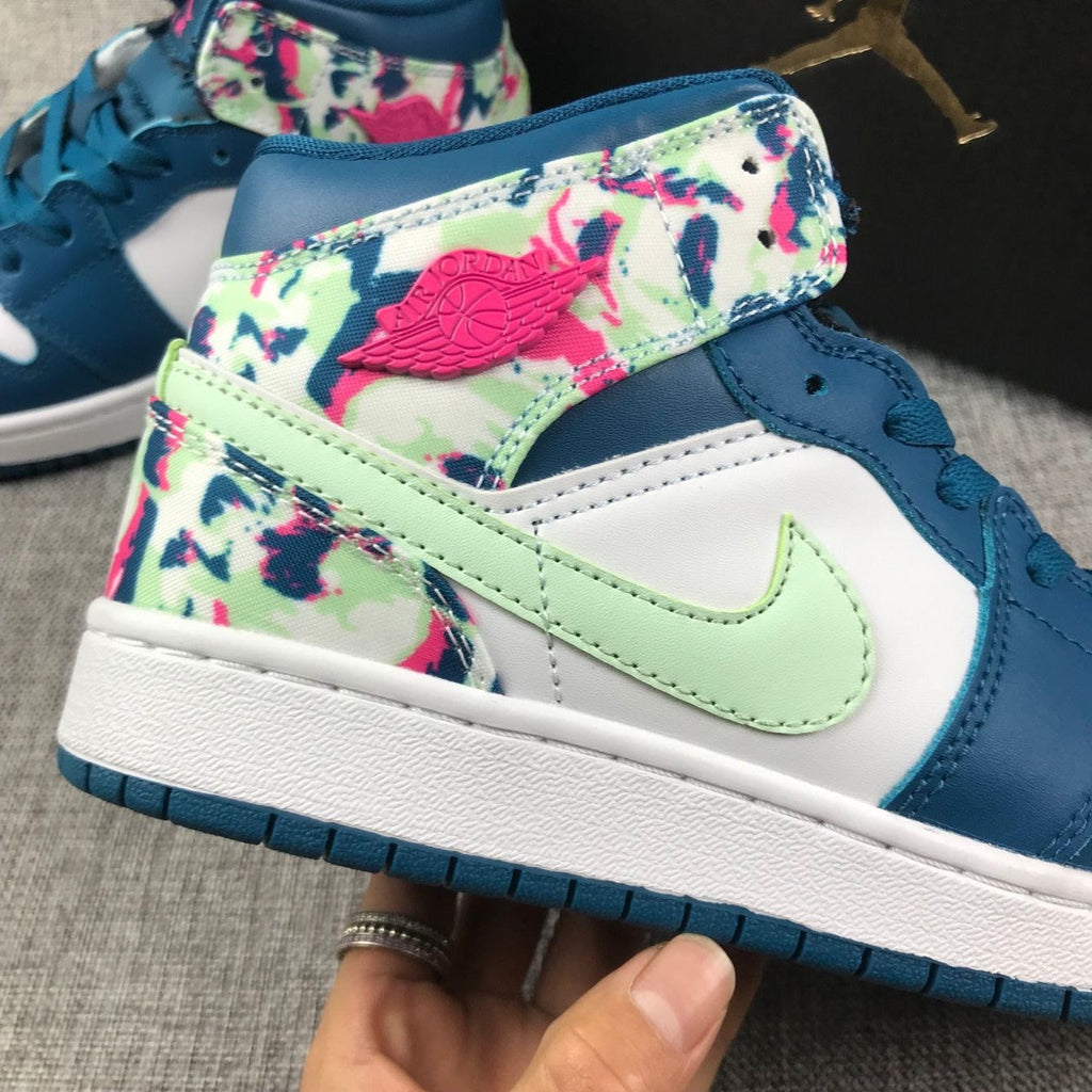 Air Jordan 1 Mid Hawaii High-Top Sneakers in Multicolor - product image from the listing.